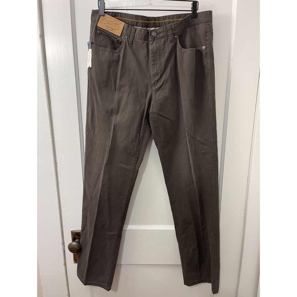 Roundtree & Yorke Casuals Relaxed Fit Dark Chocolate 5 Pocket Pants - 36 x 34
